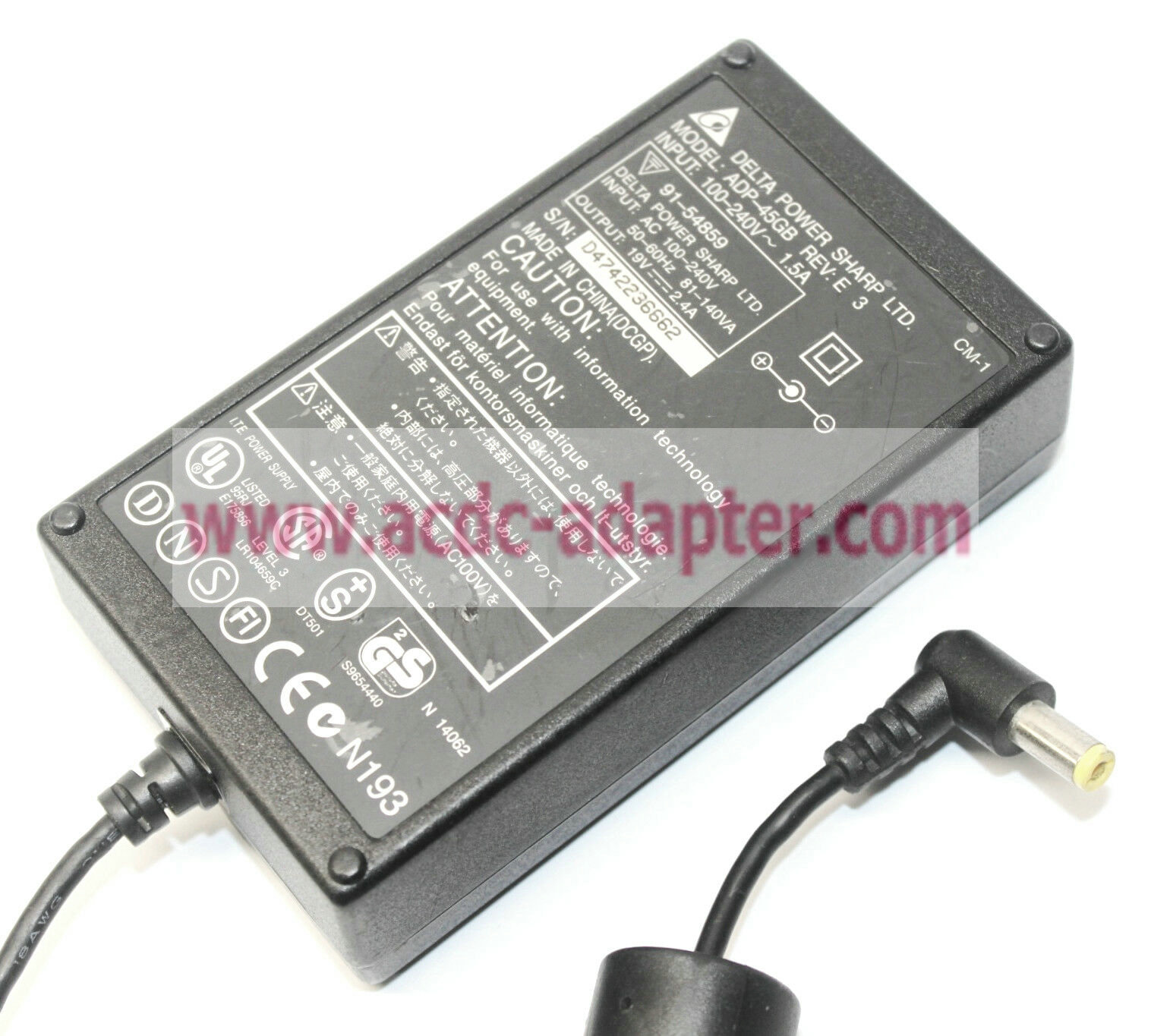 NEW Delta Power Sharp ADP-45GB ITE Power Supply DC 19V 2.4A AC Adapter
